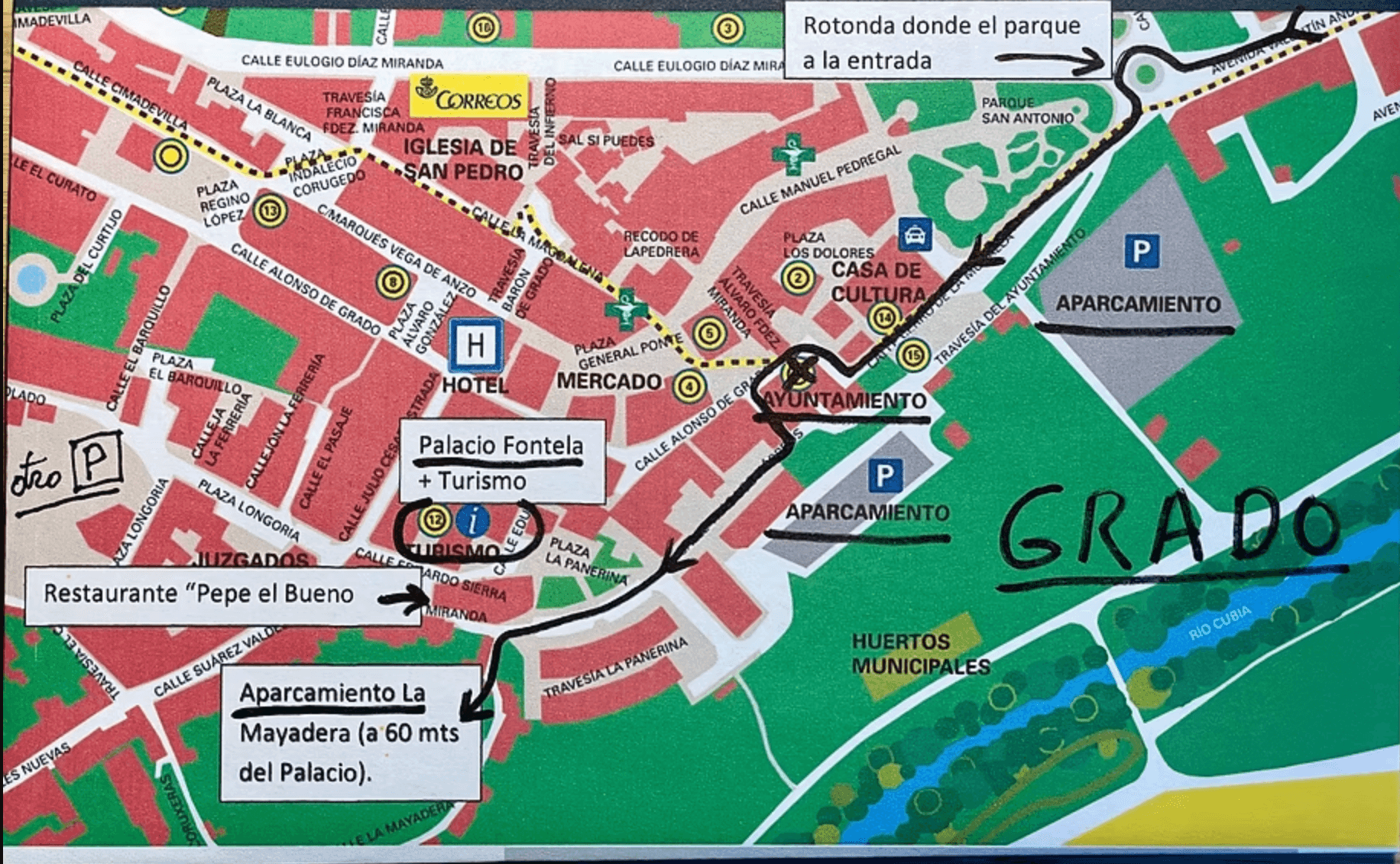 Mapa de ubicación del Palacio Fontela, Grado